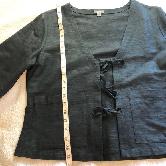 Black silk/cotton blend jacket with front tie closure - Picture 9 of 14